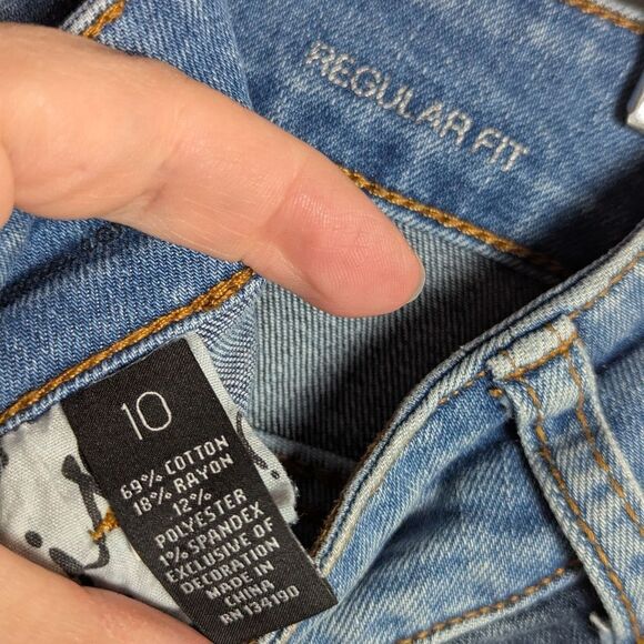 INC Stretch Denim Jean Patchwork Short Skirt Womens 10 - Picture 4 of 5